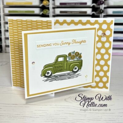 Joy Fold card featuring Online Exclusive Trucking Along stamp set