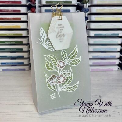 Heat Embossed Vellum gift bag – with Lovely & Sweet
