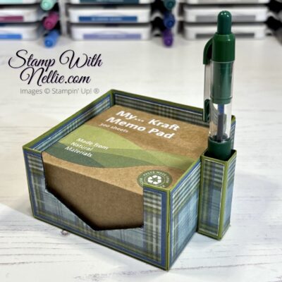 Timeless Plaid memo pad & pen holder – Stampin’ Around the World Video Hop